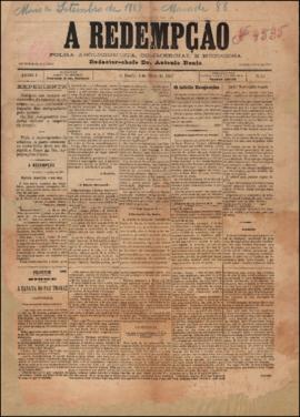 A Redempção [jornal], a. 1, n. 33. São Paulo-SP, 01 mai. 1887.
