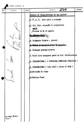 TV Tupi [emissora]. Ultra Notícias [programa]. Roteiro [televisivo], 20 mai. 1967.