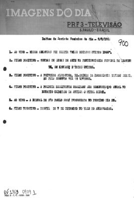 TV Tupi [emissora]. Revista Feminina [programa]. Roteiro [televisivo], 09 set. 1963.