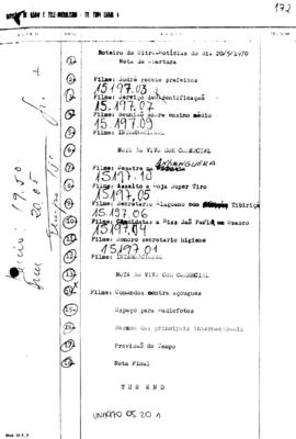 TV Tupi [emissora]. Ultra Notícias [programa]. Roteiro [televisivo], 20 mai. 1970.