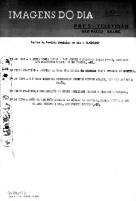 TV Tupi [emissora]. Revista Feminina [programa]. Roteiro [televisivo], 31 ago. 1962.