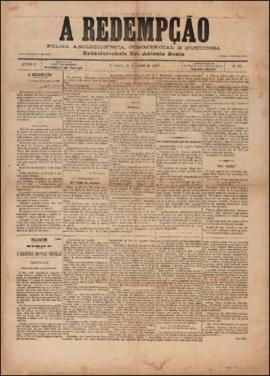 A Redempção [jornal], a. 1, n. 30. São Paulo-SP, 21 abr. 1887.