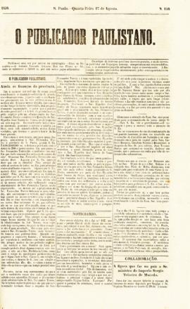 O Publicador paulistano [jornal], n. 150. São Paulo-SP, 17 ago. 1859.