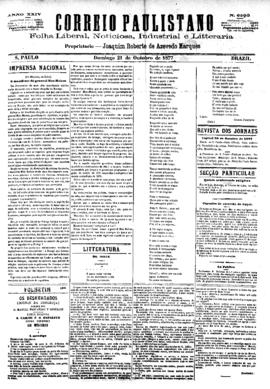 Correio paulistano [jornal], [s/n]. São Paulo-SP, 21 out. 1877.