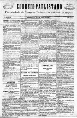 Correio paulistano [jornal], [s/n]. São Paulo-SP, 11 jul. 1878.