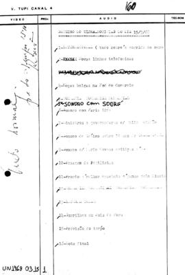 TV Tupi [emissora]. Ultra Notícias [programa]. Roteiro [televisivo], 15 mar. 1968.
