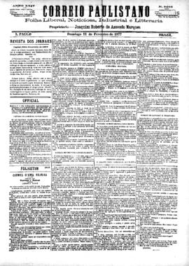 Correio paulistano [jornal], [s/n]. São Paulo-SP, 11 fev. 1877.