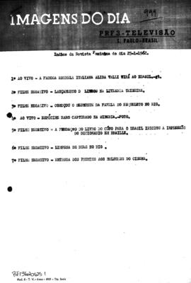 TV Tupi [emissora]. Revista Feminina [programa]. Roteiro [televisivo], 25 jan. 1962.