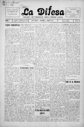 La Difesa [jornal], a. 1, n. 23. São Paulo-SP, 01 abr. 1924.