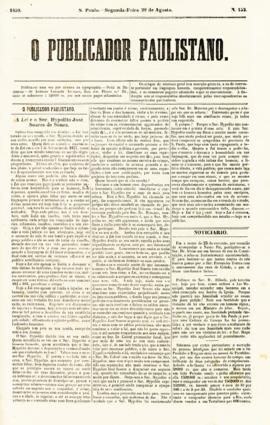 O Publicador paulistano [jornal], n. 152. São Paulo-SP, 29 ago. 1859.