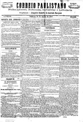 Correio paulistano [jornal], [s/n]. São Paulo-SP, 25 ago. 1877.