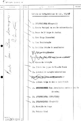 TV Tupi [emissora]. Ultra Notícias [programa]. Roteiro [televisivo], 07 jan. 1967.