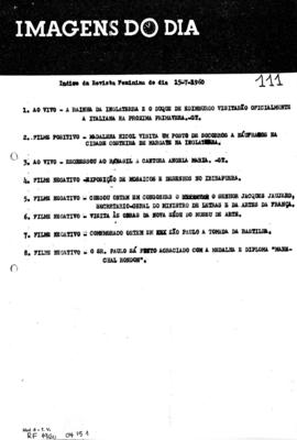 TV Tupi [emissora]. Revista Feminina [programa]. Roteiro [televisivo], 15 jul. 1960.