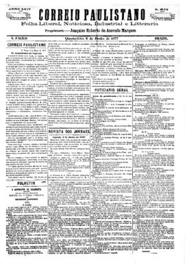 Correio paulistano [jornal], [s/n]. São Paulo-SP, 06 jun. 1877.