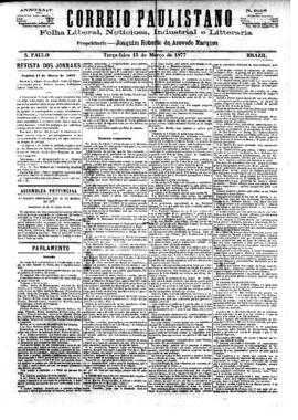 Correio paulistano [jornal], [s/n]. São Paulo-SP, 13 mar. 1877.