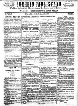 Correio paulistano [jornal], [s/n]. São Paulo-SP, 18 out. 1876.