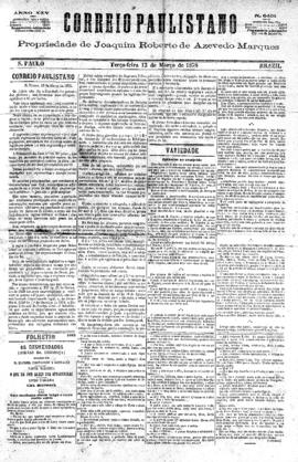 Correio paulistano [jornal], [s/n]. São Paulo-SP, 12 mar. 1878.
