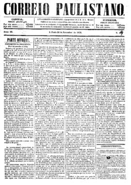 Correio paulistano [jornal], [s/n]. São Paulo-SP, 22 nov. 1856.