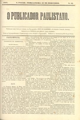 O Publicador paulistano [jornal], n. 42. São Paulo-SP, 29 dez. 1857.