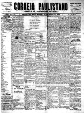 Correio paulistano [jornal], [s/n]. São Paulo-SP, 22 out. 1892.