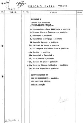 TV Tupi [emissora]. Jornal da Pirelli [programa]. Roteiro [televisivo], 22 out. 1960.