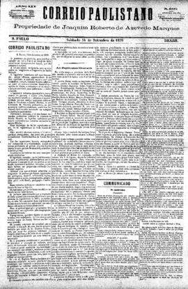 Correio paulistano [jornal], [s/n]. São Paulo-SP, 14 set. 1878.