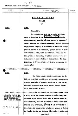 TV Tupi [emissora]. Informativo/Boletim CEESP [programa]. Roteiro [televisivo], 22 jun. 1973.