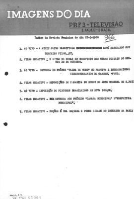 TV Tupi [emissora]. Revista Feminina [programa]. Roteiro [televisivo], 26 mai. 1960.