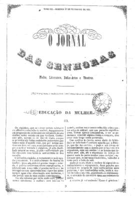 O Jornal das senhoras [jornal], t. 3, [s/n]. Rio de Janeiro-RJ, 27 fev. 1853.