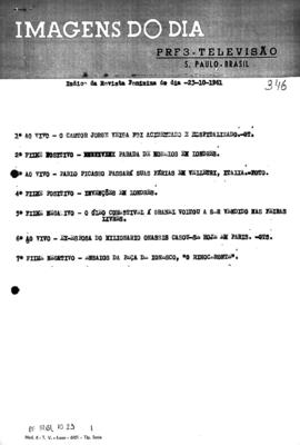 TV Tupi [emissora]. Revista Feminina [programa]. Roteiro [televisivo], 23 out. 1961.