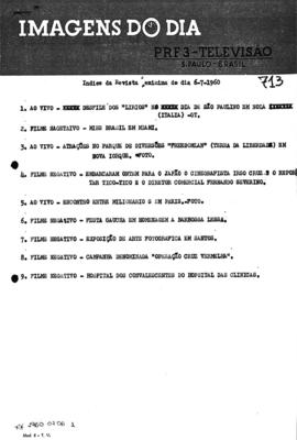 TV Tupi [emissora]. Revista Feminina [programa]. Roteiro [televisivo], 06 jul. 1960.