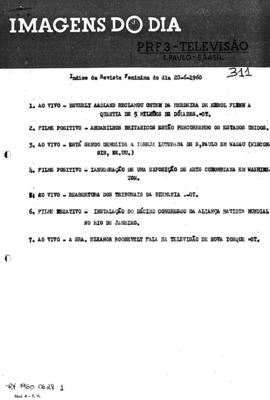 TV Tupi [emissora]. Revista Feminina [programa]. Roteiro [televisivo], 28 jun. 1960.