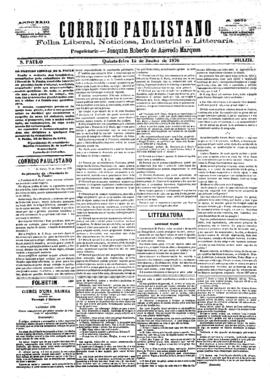 Correio paulistano [jornal], [s/n]. São Paulo-SP, 15 jun. 1876.