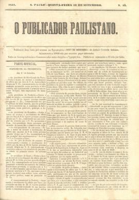 O Publicador paulistano [jornal], n. 13. São Paulo-SP, 10 set. 1857.