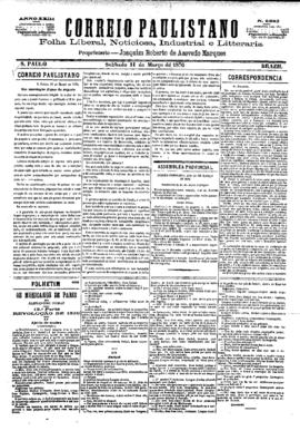 Correio paulistano [jornal], [s/n]. São Paulo-SP, 11 mar. 1876.