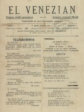 El Venezian [jornal], a. 1, n. 2. São Paulo-SP, jul. 1905.