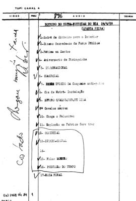 TV Tupi [emissora]. Ultra Notícias [programa]. Roteiro [televisivo], 24 abr. 1968.