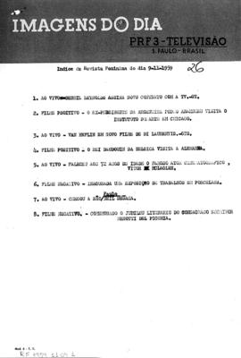 TV Tupi [emissora]. Revista Feminina [programa]. Roteiro [televisivo], 09 nov. 1959.