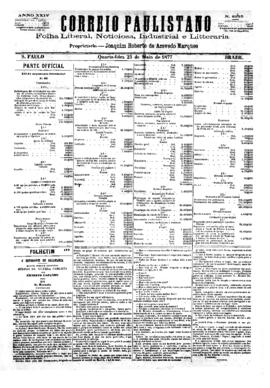 Correio paulistano [jornal], [s/n]. São Paulo-SP, 23 mai. 1877.