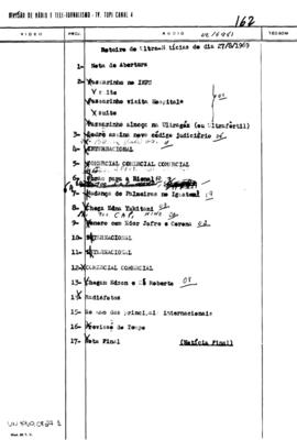 TV Tupi [emissora]. Ultra Notícias [programa]. Roteiro [televisivo], 27 ago. 1969.