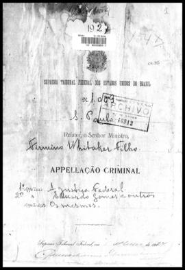 Processo... [apelação criminal], nª 1009/1927. [São Paulo-SP?], 1927. v. 154