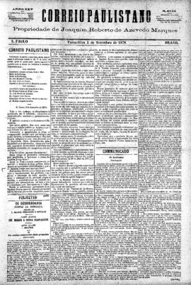 Correio paulistano [jornal], [s/n]. São Paulo-SP, 03 set. 1878.