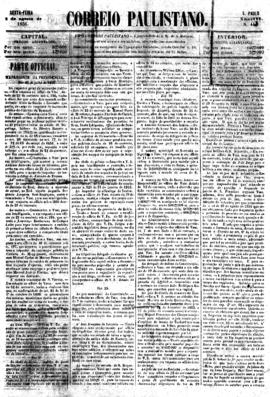 Correio paulistano [jornal], [s/n]. São Paulo-SP, 01 ago. 1856.
