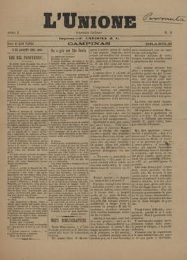 L´ Unione [jornal], a. 1, n. 3. Campinas-SP, 09 ago. 1894.