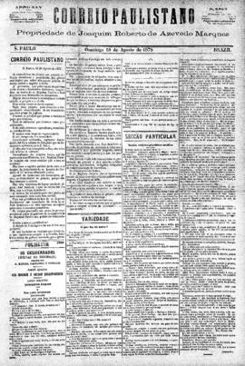 Correio paulistano [jornal], [s/n]. São Paulo-SP, 18 ago. 1878.