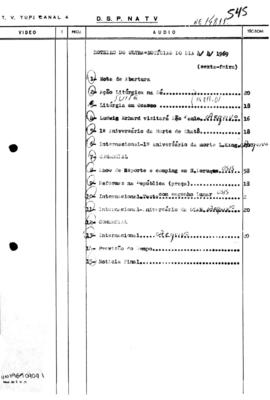 TV Tupi [emissora]. Ultra Notícias [programa]. Roteiro [televisivo], 04 abr. 1969.