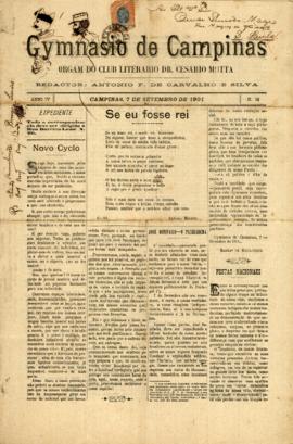 Gymnasio de Campinas [jornal], a. 4, n. 16. Campinas-SP, 07 set. 1901.