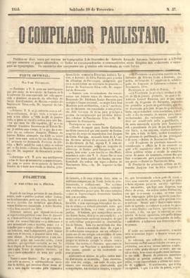 O Compilador paulistano [jornal], n. 37. São Paulo-SP, 19 fev. 1853.