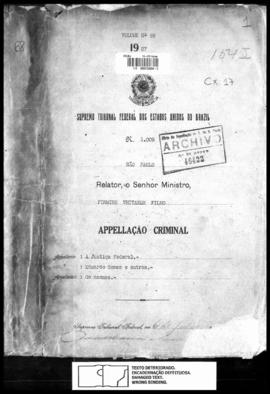 Processo... [apelação criminal], nª 1009/1927. [São Paulo-SP?], 1927. v. 68