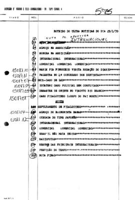 TV Tupi [emissora]. Ultra Notícias [programa]. Roteiro [televisivo], 29 jan. 1970.